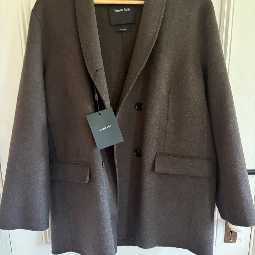 Massimo Dutti Women's Brown Wool Blend Shawl Collar Coat - NWT - Picture 5 of 7
